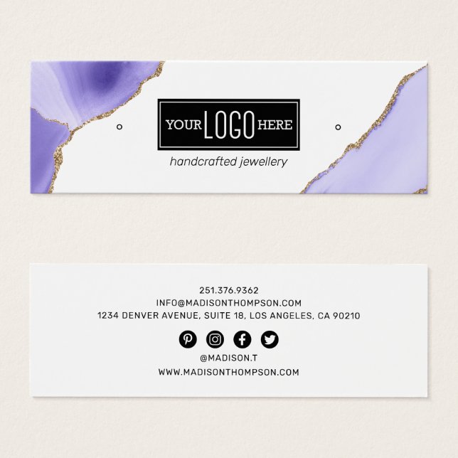 Purple & Gold Agate Earring Logo Display (Front & Back)