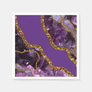 Purple & Gold Agate Geode Glitter Napkin