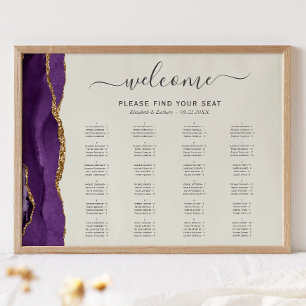 Purple Gold Agate Ivory Wedding Seating Poster