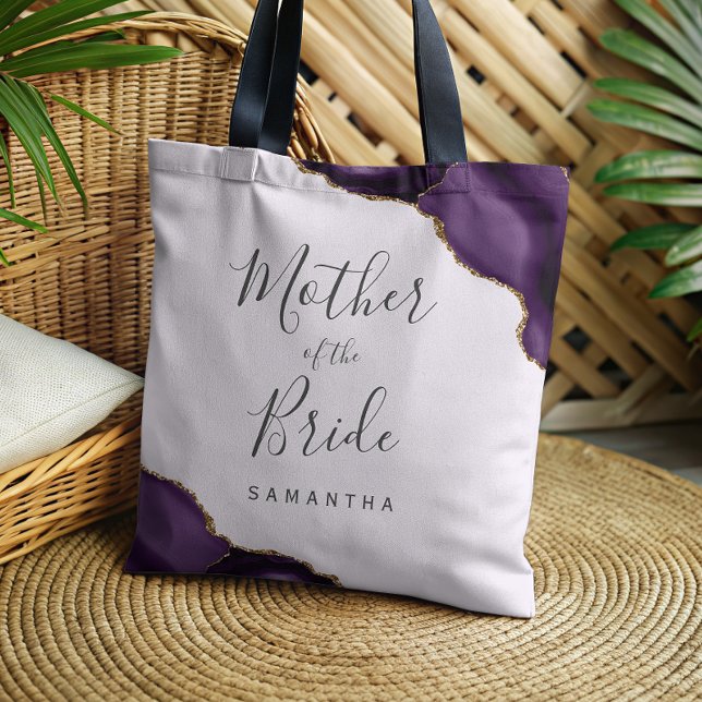 Purple Gold Agate Lavender Mother of the Bride Tote Bag (Creator Uploaded)