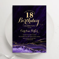 Purple Gold Agate Marble 18th Birthday