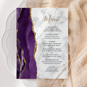 Purple Gold Agate Marble Wedding Menu