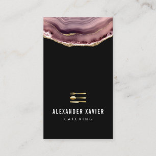 purple gold agate modern catering business card