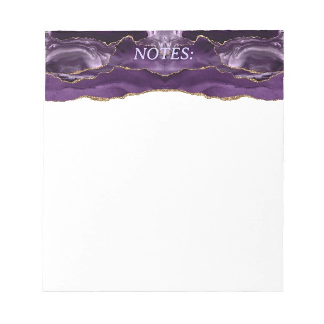 Purple & Gold Agate Personalised Note Pad (Front)