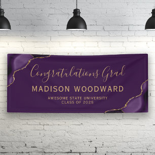 Purple Gold Agate Plum Congratulations Graduation Banner