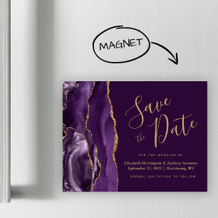 Purple Gold Agate Plum Magnetic Save the Date