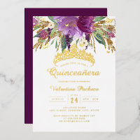 Purple Gold Amethyst Floral Quinceanera