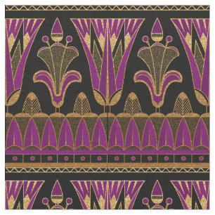 Purple Gold and Black Art Deco Fabric