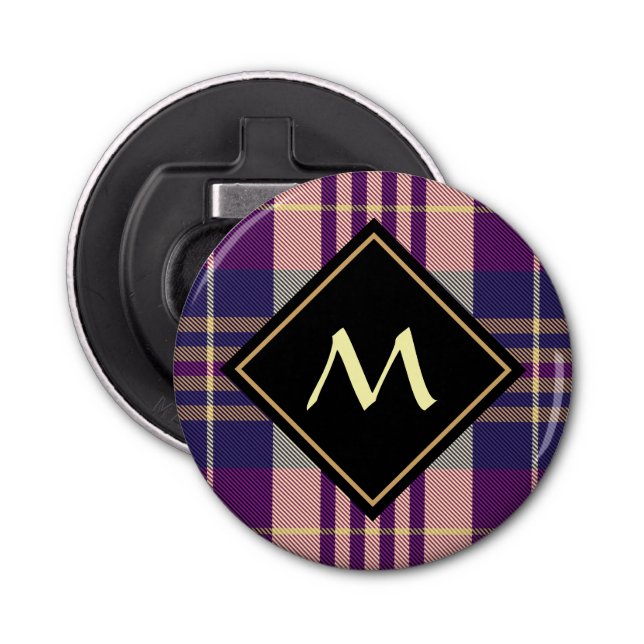 Purple, Gold and Blue Tartan Bottle Opener (Front)