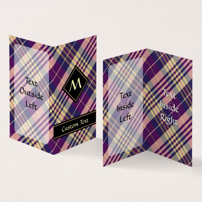 Purple, Gold and Blue Tartan Business Card (Inside and Outside)