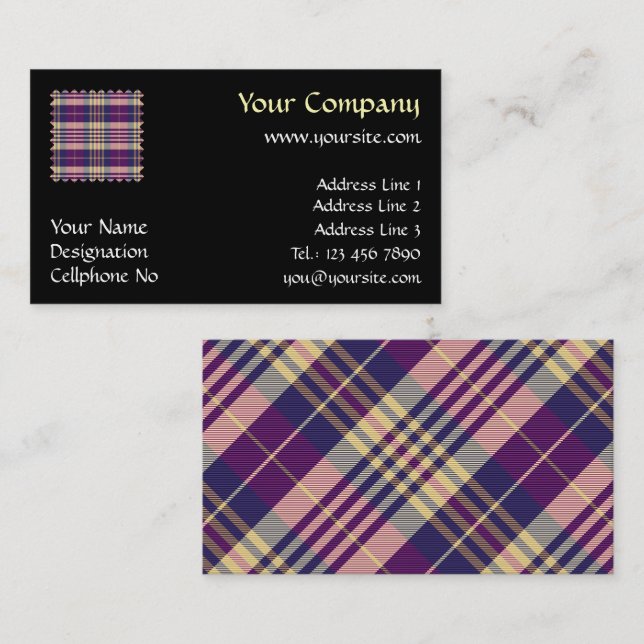 Purple, Gold and Blue Tartan Business Card (Front/Back)