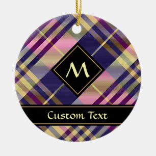 Purple, Gold and Blue Tartan Ceramic Tree Decoration