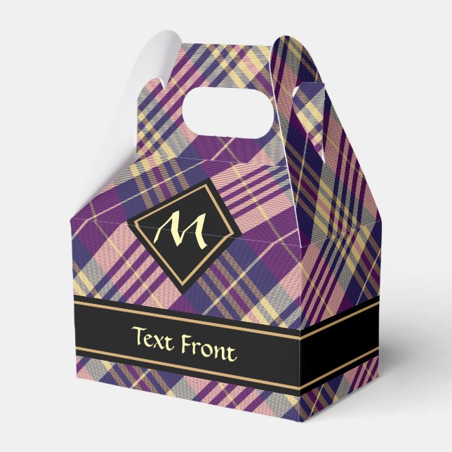 Purple, Gold and Blue Tartan Favour Box (Front Side)