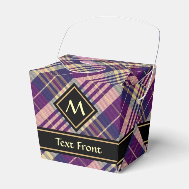 Purple, Gold and Blue Tartan Favour Box (Front Side)