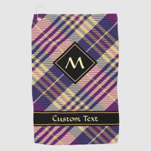 Purple, Gold and Blue Tartan Golf Towel
