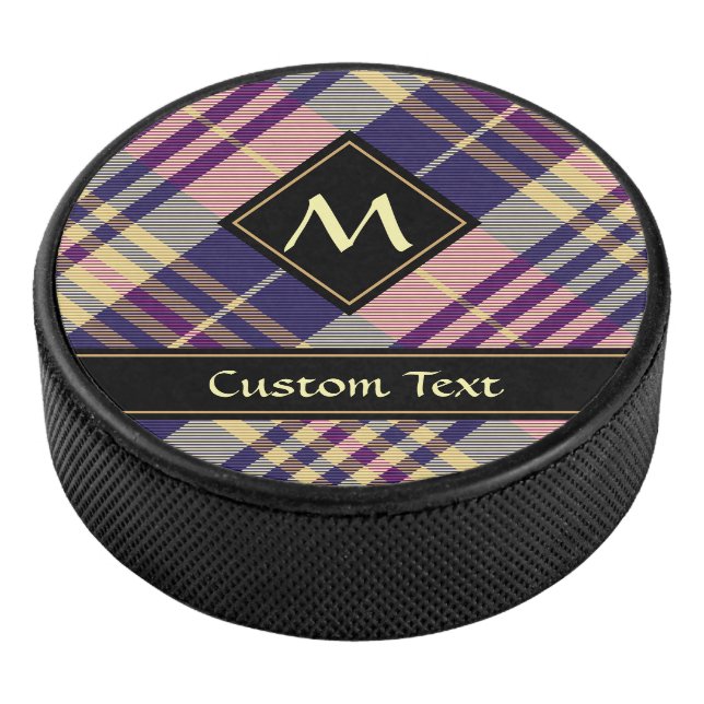 Purple, Gold and Blue Tartan Hockey Puck (3/4)