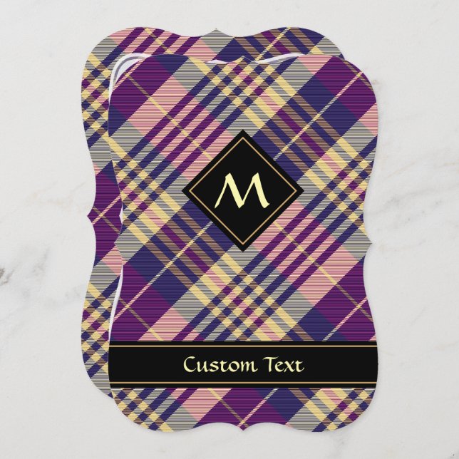 Purple, Gold and Blue Tartan Invitation (Front/Back)