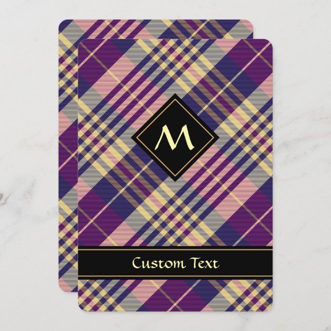 Purple, Gold and Blue Tartan Invitation (Front/Back)