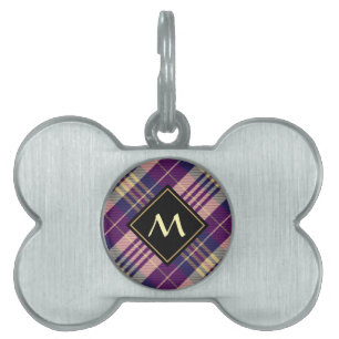 Purple, Gold and Blue Tartan Pet ID Tag