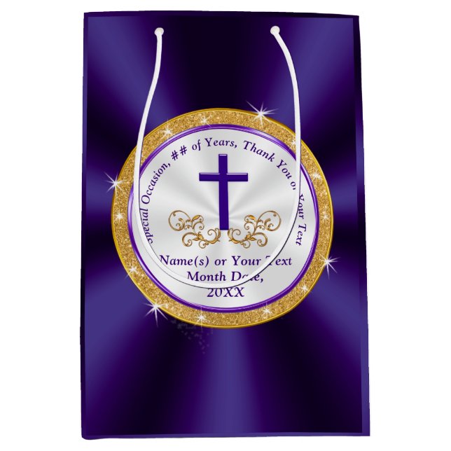 Purple, Gold and White, Christian Gift Bags (Front)
