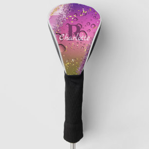 Purple, Gold and White Ombre Monogram   Ocean Golf Head Cover