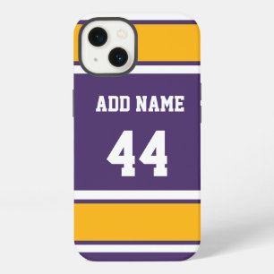 Purple Gold and White Sports Stripe iPhone 13 Case