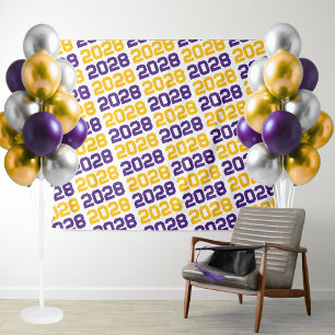 Purple & Gold ANY Class Year Graduation Backdrop Tapestry