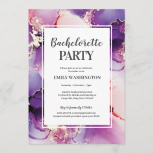 Purple Gold Bachelorette Party Invitation