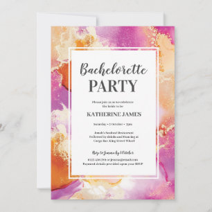 Purple Gold Bachelorette Party Invitation