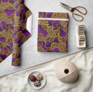 Purple Gold Baroque Luxury Cocktail Party Wrapping Paper