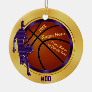 Purple, Gold, Basketball Ornaments for Boys, Coach