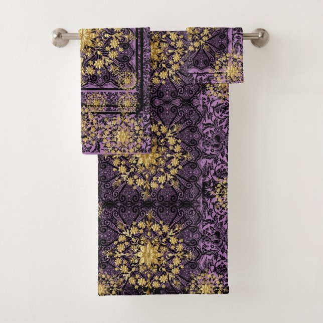 Purple-gold Bath Towel Set (Insitu)