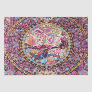 Purple Gold Blue Persian Floral Peacock Decoupage  Tissue Paper