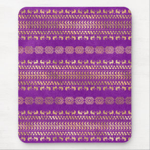 Purple & Gold Bohemian Unicorn Pattern Mouse Mat
