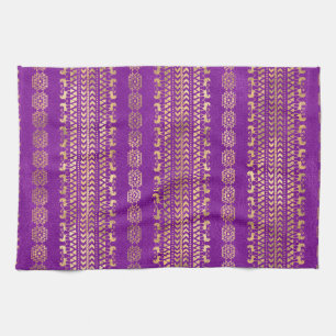 Purple & Gold Bohemian Unicorn Pattern Tea Towel