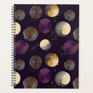 Purple Gold Boho Abstract Circles Pattern Planner