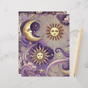 Purple & Gold Boho Celestial Sun & Moon Scrapbook