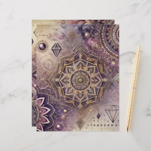 Purple & Gold Boho Intricate Mandalas Scrapbook