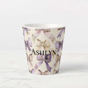 Purple Gold Bows Birthday Latte Mug