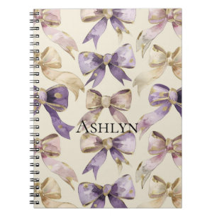Purple Gold Bows Notebook