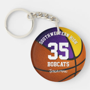 purple gold boy girl basketball jersey number keyc key ring