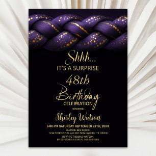 Purple Gold Braid Any Age Surprise Birthday Invitation