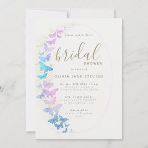 Purple Gold Butterflies Boho Frame Bridal Shower Invitation