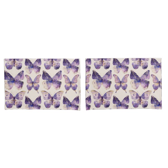 Purple Gold Butterflies Glitter Pillowcase (Front-Set)