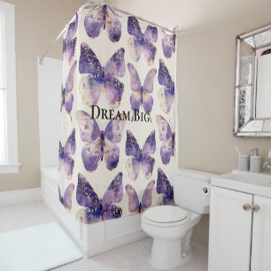 Purple Gold Butterflies  Shower Curtain