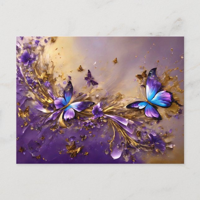 Purple & Gold Butterfly # 21 Postcard (Front)