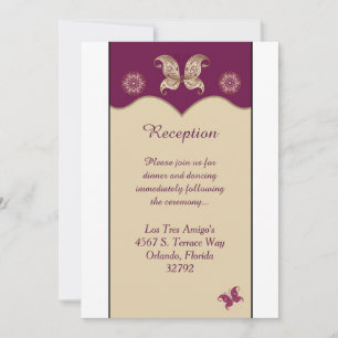 Purple Gold Butterfly 3.5x7 Wedding Reception Card