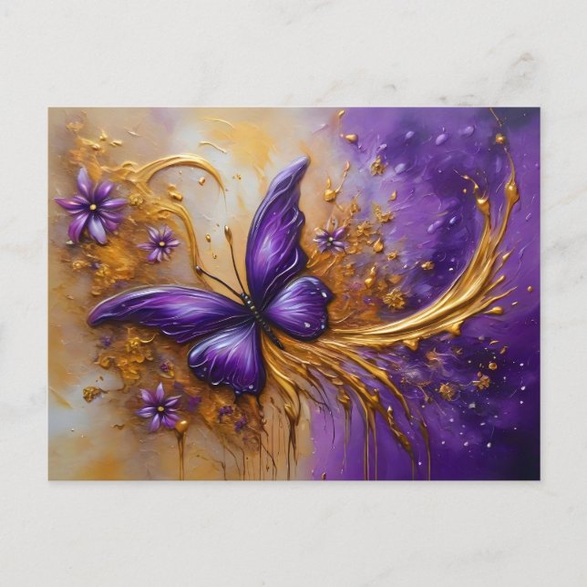 Purple & Gold Butterfly # 4 Postcard (Front)