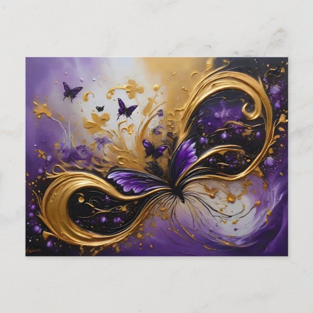 Purple & Gold Butterfly # 7 Postcard (Front)