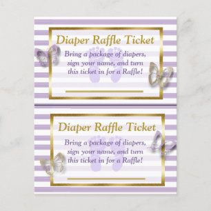 Purple & Gold Butterfly Baby Shower Diaper Raffle Flyer